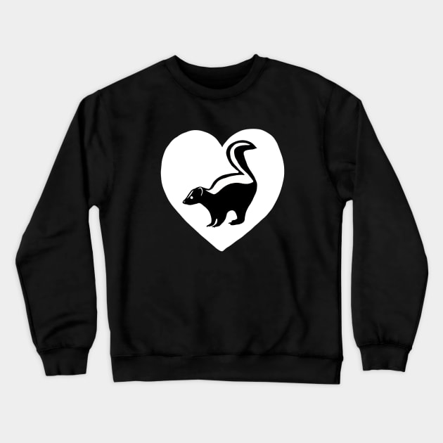 Skunk Heart White for Skunk Lovers Crewneck Sweatshirt by Mochi Merch